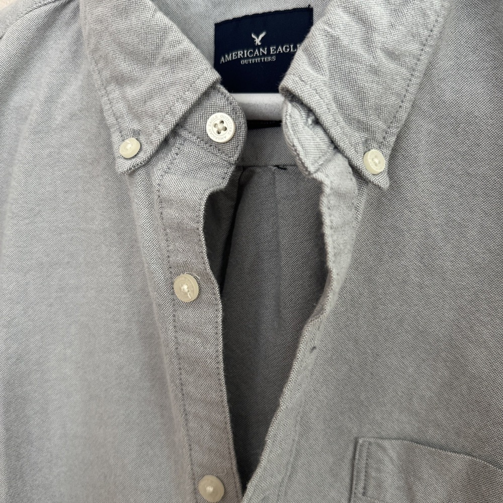 American Eagle Soft Mens Grey Short Sleeve Shirt 100% Cotton‎ Size Large - Picture 5 of 9